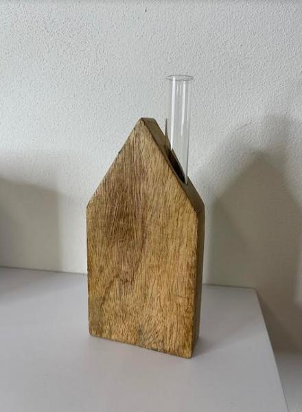 Casetta in legno con con fialetta in vetro