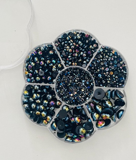 Kit Mezze Perle nere iridescenti